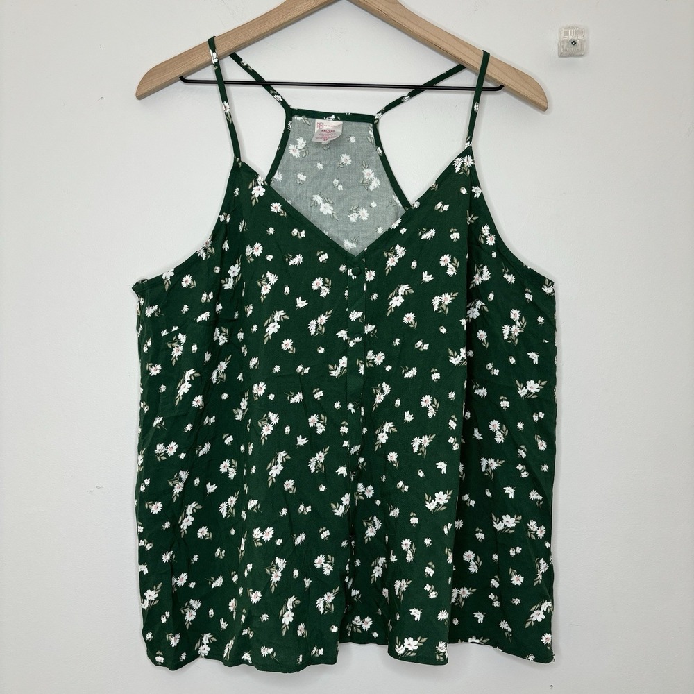 NoBo Tank Top XXL 19 Green Flowy Floral Cottage Whimisgoth‎ Y2K Goblincore Fairy